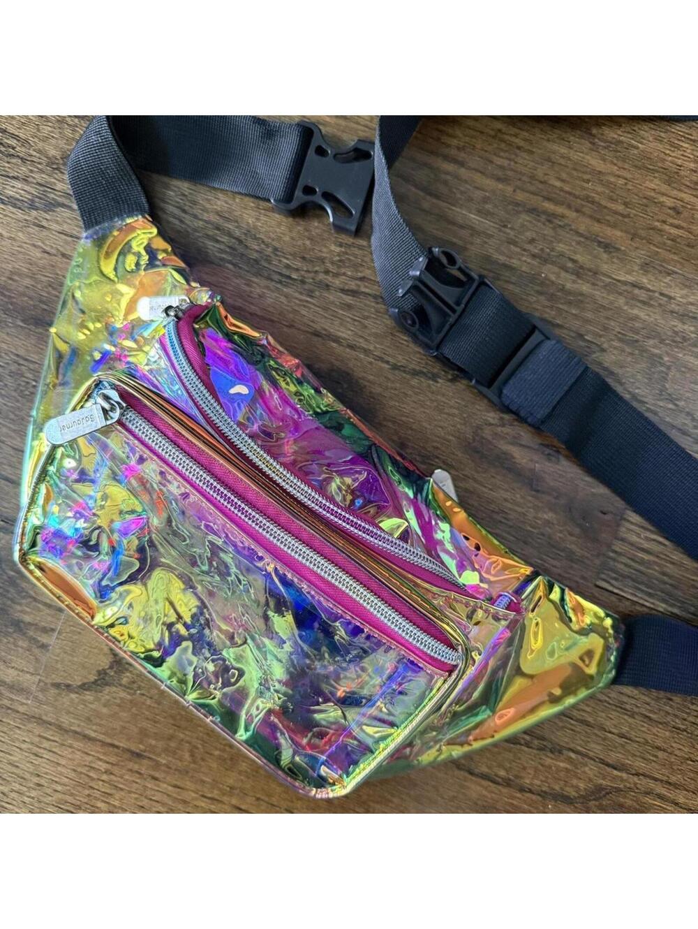 🎉 Sojourner Bags Holographic Festival Fanny Pack – 3 Zipper Pouches